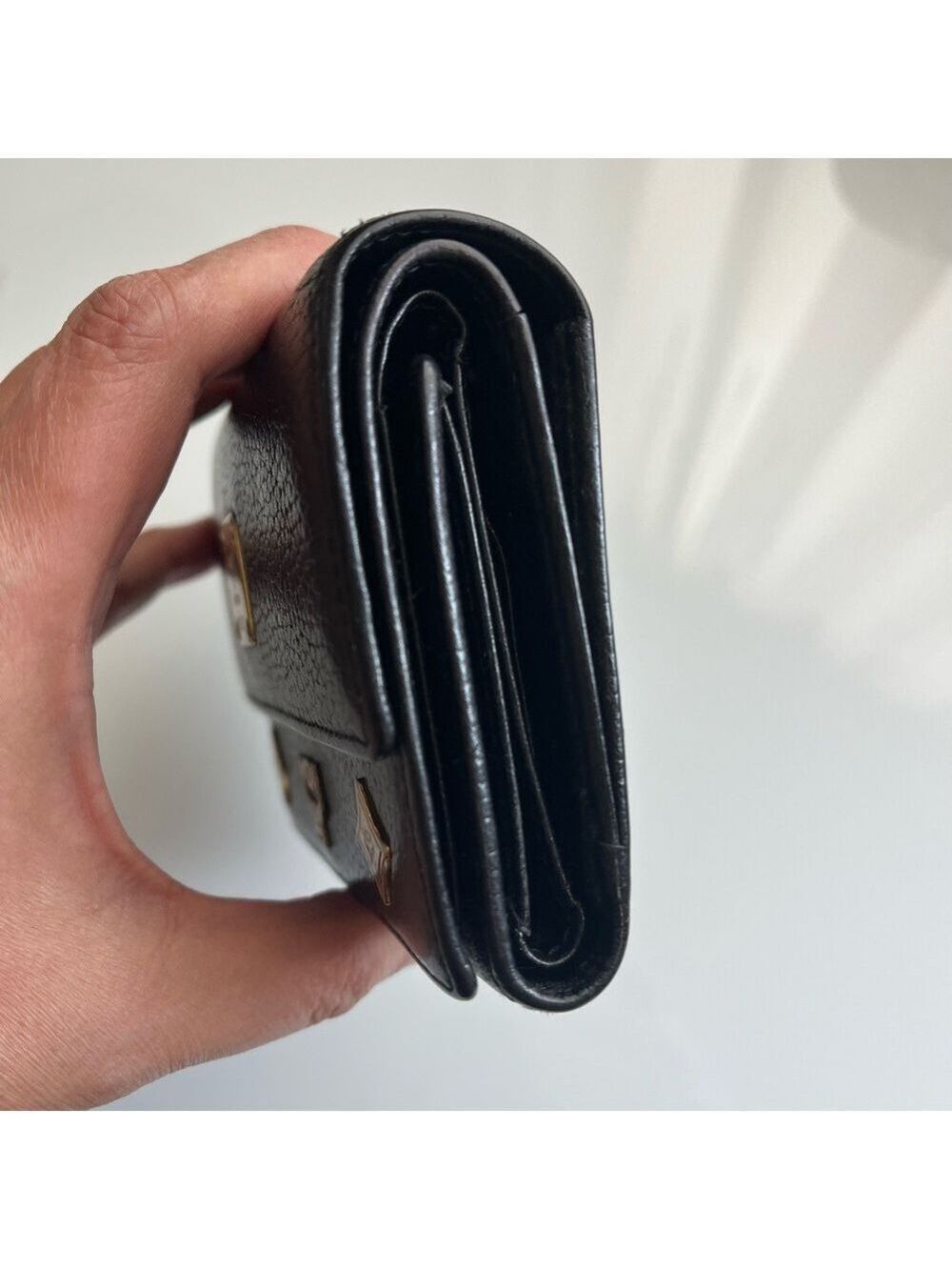 MCM SMALL BLACK LEATHER TRIFOLD WALLET - Picture 4 of 11